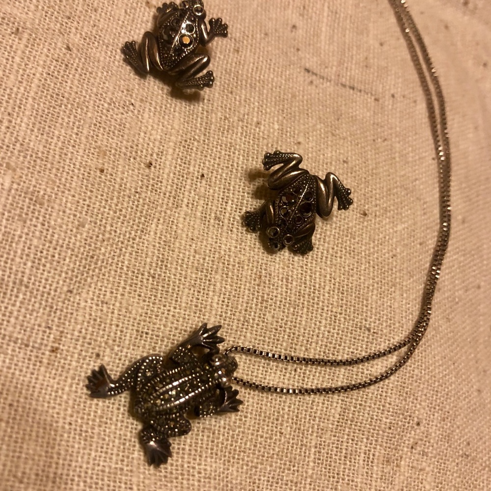Frog necklace and earrings set